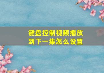 键盘控制视频播放到下一集怎么设置