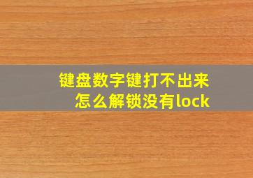 键盘数字键打不出来怎么解锁没有lock