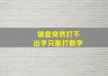 键盘突然打不出字只能打数字