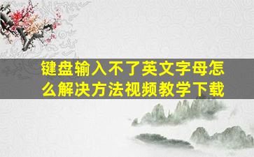 键盘输入不了英文字母怎么解决方法视频教学下载