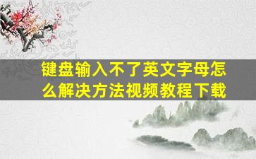 键盘输入不了英文字母怎么解决方法视频教程下载