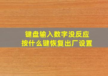 键盘输入数字没反应按什么键恢复出厂设置