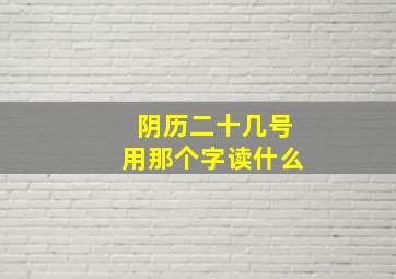 阴历二十几号用那个字读什么