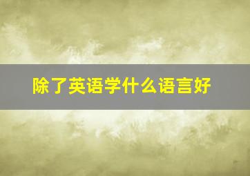 除了英语学什么语言好