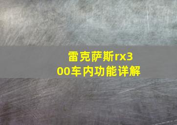 雷克萨斯rx300车内功能详解