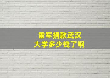 雷军捐款武汉大学多少钱了啊