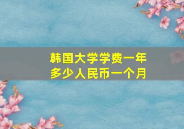 韩国大学学费一年多少人民币一个月