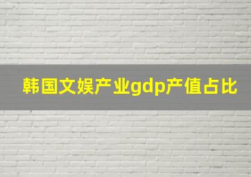 韩国文娱产业gdp产值占比