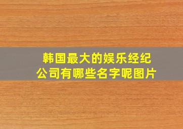 韩国最大的娱乐经纪公司有哪些名字呢图片