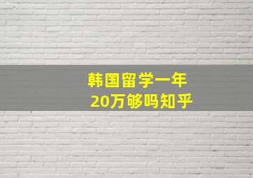 韩国留学一年20万够吗知乎