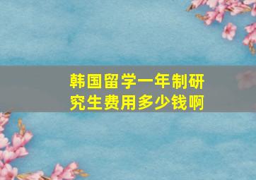 韩国留学一年制研究生费用多少钱啊