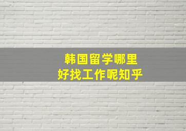 韩国留学哪里好找工作呢知乎