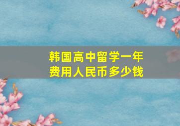 韩国高中留学一年费用人民币多少钱