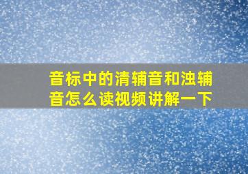 音标中的清辅音和浊辅音怎么读视频讲解一下