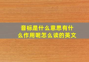 音标是什么意思有什么作用呢怎么读的英文