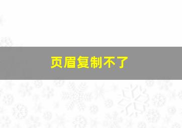 页眉复制不了