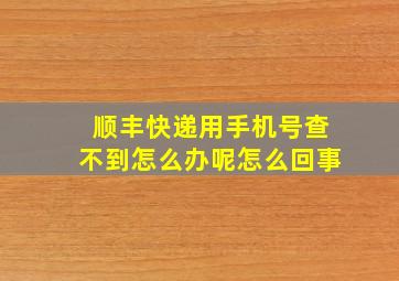 顺丰快递用手机号查不到怎么办呢怎么回事