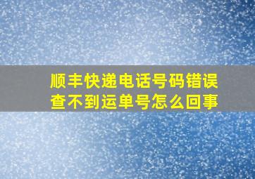 顺丰快递电话号码错误查不到运单号怎么回事