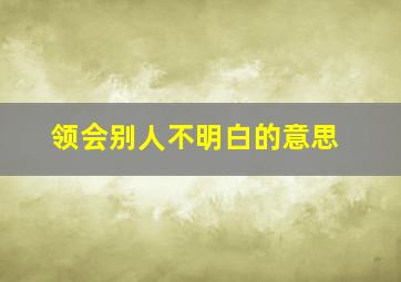 领会别人不明白的意思