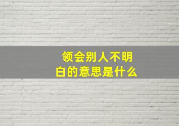 领会别人不明白的意思是什么