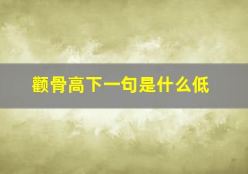 颧骨高下一句是什么低