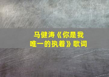 马健涛《你是我唯一的执着》歌词