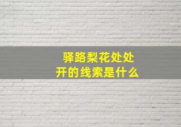 驿路梨花处处开的线索是什么