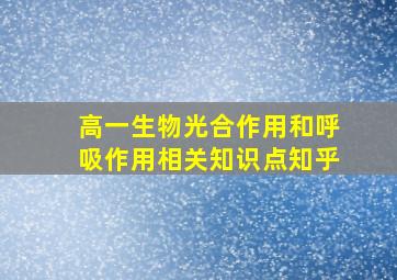 高一生物光合作用和呼吸作用相关知识点知乎