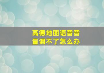 高德地图语音音量调不了怎么办