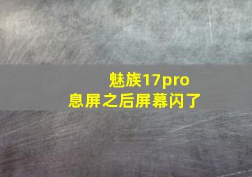 魅族17pro息屏之后屏幕闪了