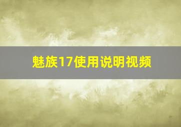 魅族17使用说明视频