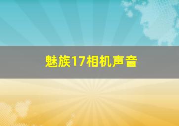 魅族17相机声音