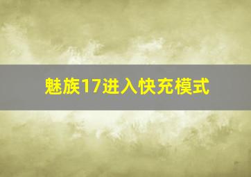 魅族17进入快充模式