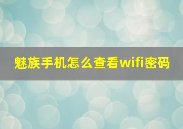 魅族手机怎么查看wifi密码