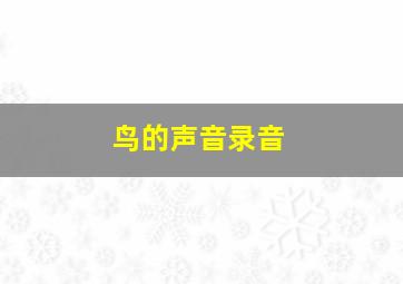 鸟的声音录音