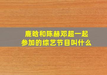 鹿晗和陈赫邓超一起参加的综艺节目叫什么