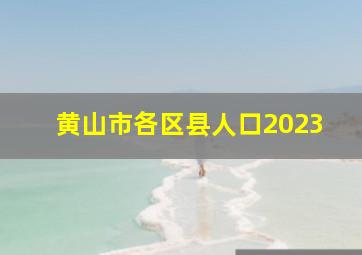 黄山市各区县人口2023