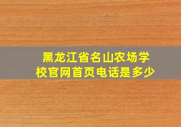 黑龙江省名山农场学校官网首页电话是多少